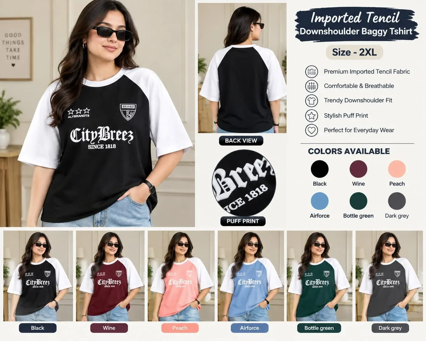 CityBreez 1818 Puff Print T-Shirt wholesale ladies clothing
