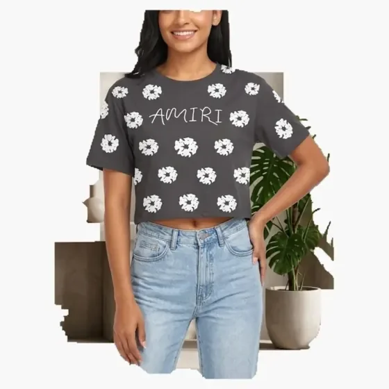 Black Daisy Graphic Puff Tee wholesale