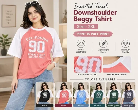 California 90 Puff Print T-Shirt — Peach wholesale
