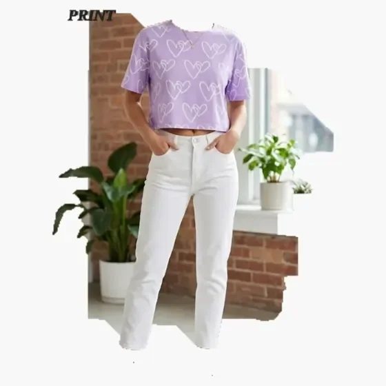 Lilac Heart Print Tee wholesale