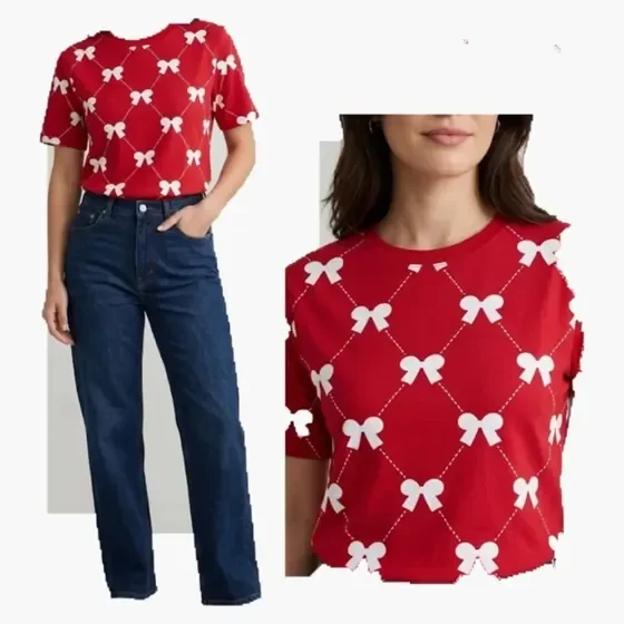 Red Bow Allover Puff Tee wholesale
